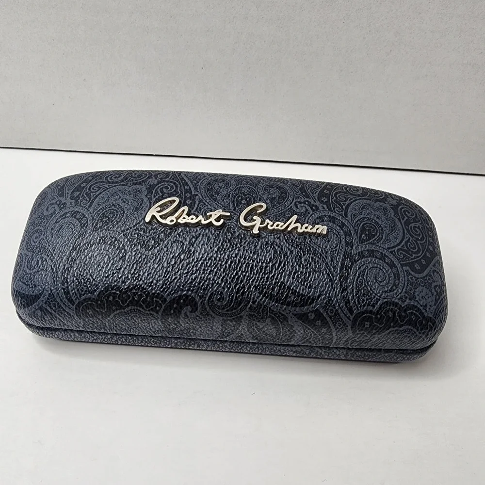 Robert Graham Hard Shell Eye Glasses Case floral Grey Pattern Red Inside W Quote